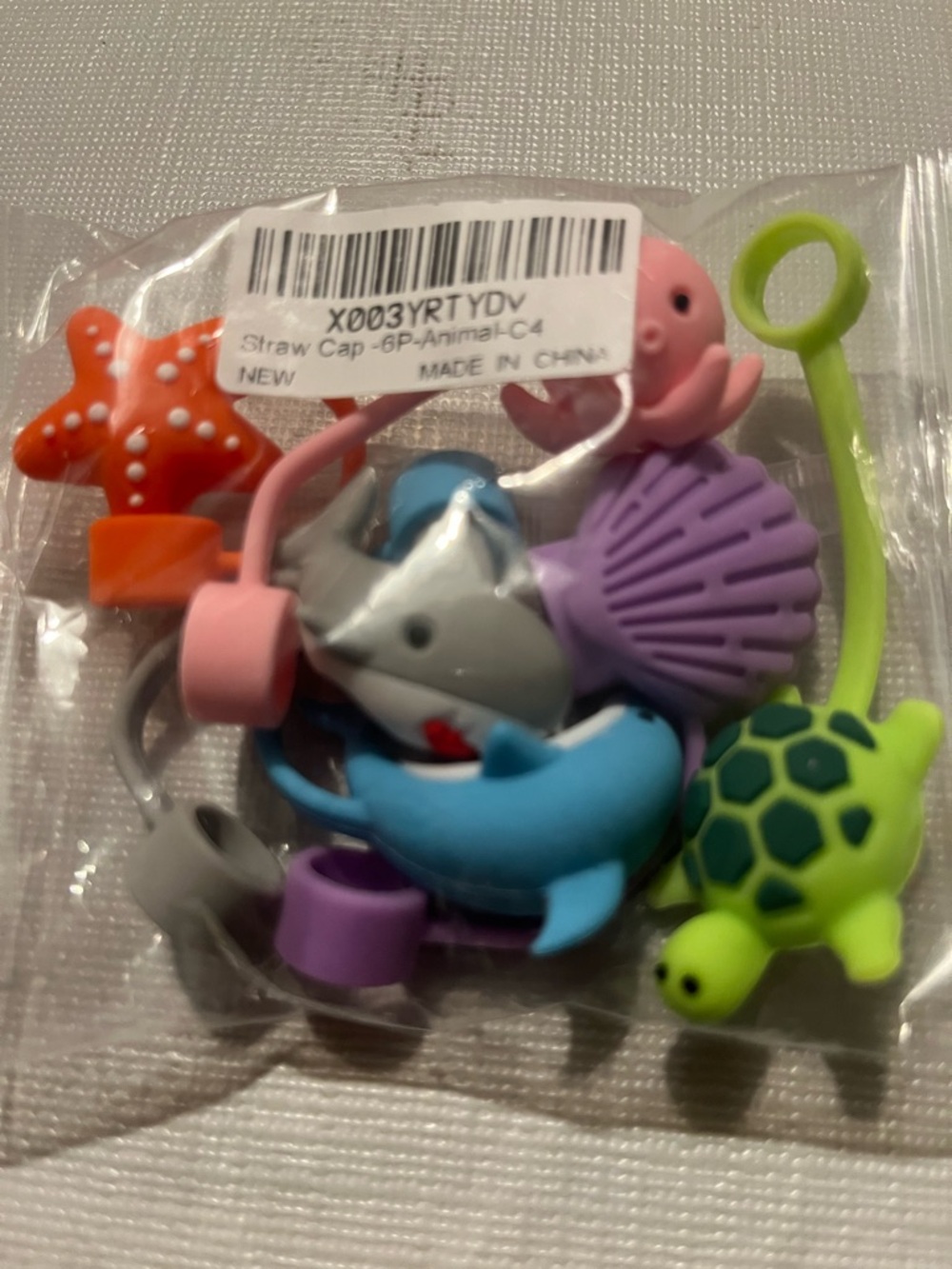 6PCS Stanley straw caps Sea creatures. Shark, dolphin, turtle, seashell, octopus
